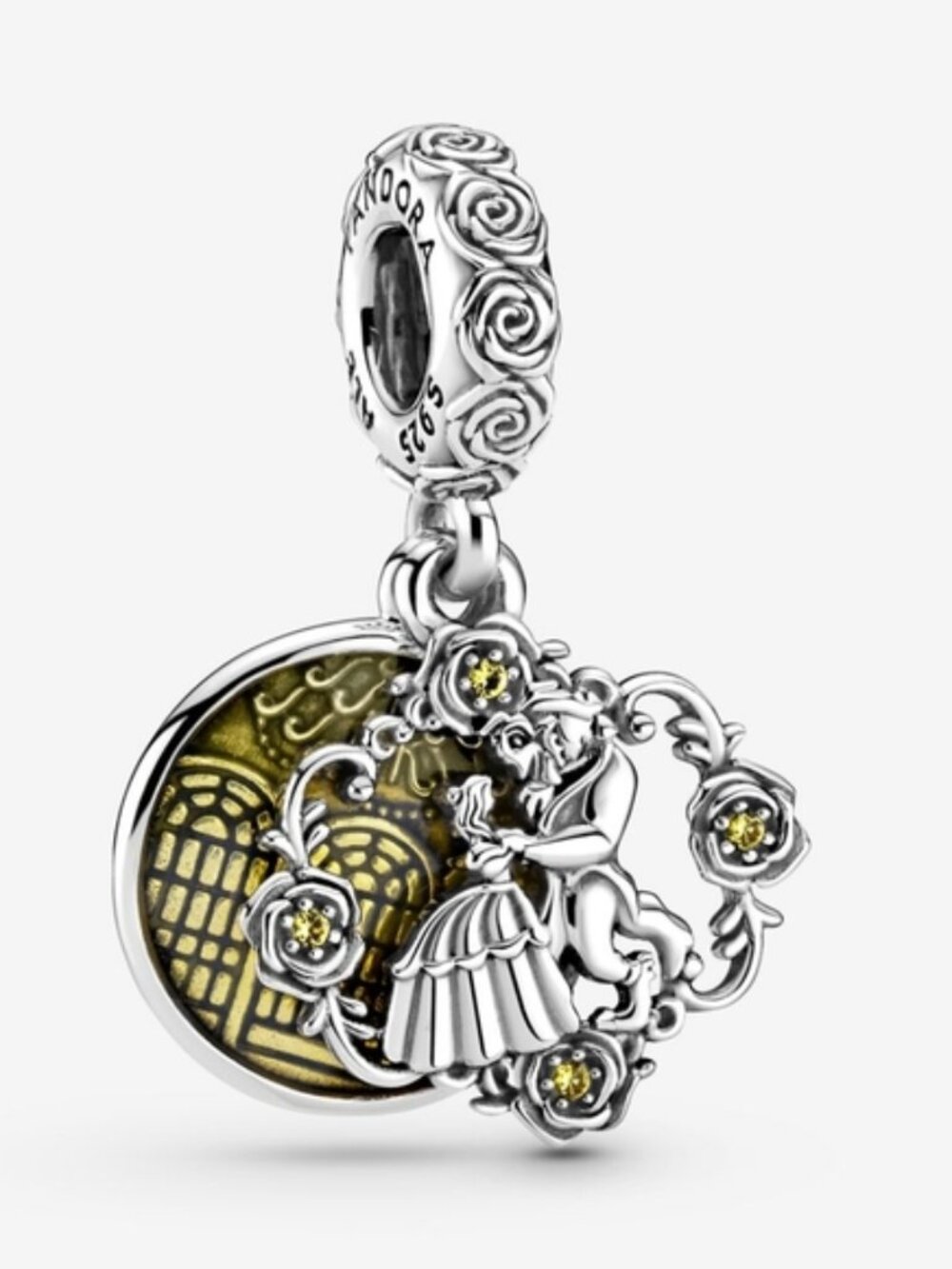 Pandora Silver & Gold Beauty and the Beast Dancing Couple Dangle Charm